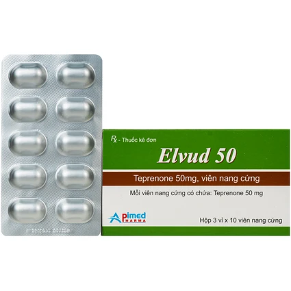 Thuốc Elvud 50mg Apimed điều trị viêm loét dạ dày và cải thiện tổn thương niêm mạc dạ dày (3 vỉ x 10 viên)