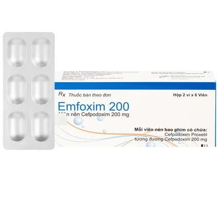 Thuốc Emfoxim 200Mg Incepta điều trị các trường hợp nhiễm khuẩn từ nhẹ đến trung bình (2 vỉ x 6 viên)