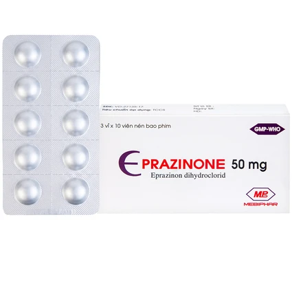 Thuốc Eprazinone 50mg Mebiphar điều trị viêm phế quản, suy hô hấp mạn tính (30 viên)
