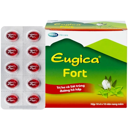 Thuốc Eugica Fort DHG điều trị các chứng ho, đau họng, sổ mũi, cảm cúm (10 vỉ x 10 viên)