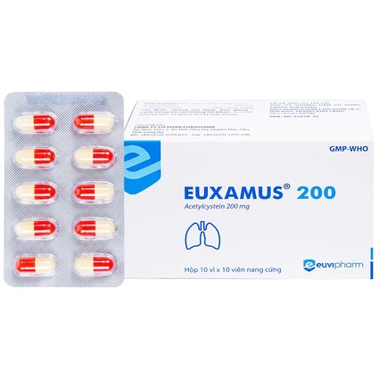 Thuốc Euxamus 200mg Euvipharm tiêu chất nhầy trong bệnh nhầy nhớt (10 vỉ x 10 viên)
