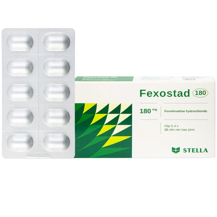 Thuốc Fexostad 180 Stella điều trị viêm mũi dị ứng theo mùa, mày đay vô căn mạn tính (10 viên)