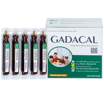 Dung dịch uống Gadacal Hà Tây bổ sung Calci, Lysin và các Vitamin (20 ống x 10ml)