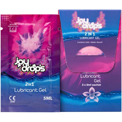 Gel Bôi Trơn Gốc Nước Joydrops 2In1 (3 gói x 5ml) Dùng Cho Quan Hệ Kết Hợp Massage Giảm Khô Rát, Bảo Vệ Niêm Mạc, Tạo Cảm Giác Mềm Mại