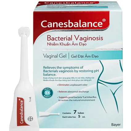 Gel đặt âm đạo Canesbalance Bayer điều trị viêm âm đạo do vi khuẩn, giảm mùi hôi (7 tuýp x 5ml)