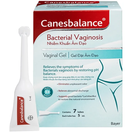 Gel đặt âm đạo Canesbalance Bayer điều trị viêm âm đạo do vi khuẩn, giảm mùi hôi (7 tuýp x 5ml)