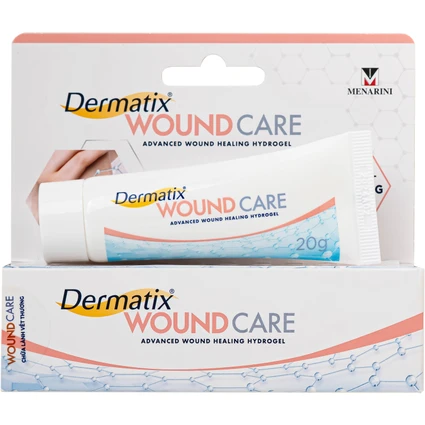 Gel bôi vết thương hở Dermatix Wound Care Menarini giúp làm lành nhanh vết thương và bỏng (Hộp 20g)
