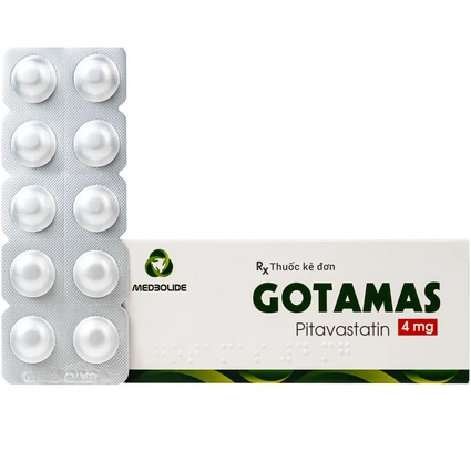 Thuốc Gotamas 4mg Medbolide được sử dụng điều trị rối loạn lipid máu và dự phòng biến cố tim mạch (3 vỉ x 10 viên)