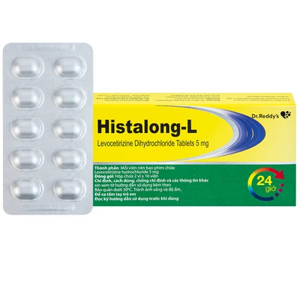 Thuốc Histalong - L 5mg Dr. Reddy điều trị triệu chứng viêm mũi dị ứng (2 vỉ x 10 viên)