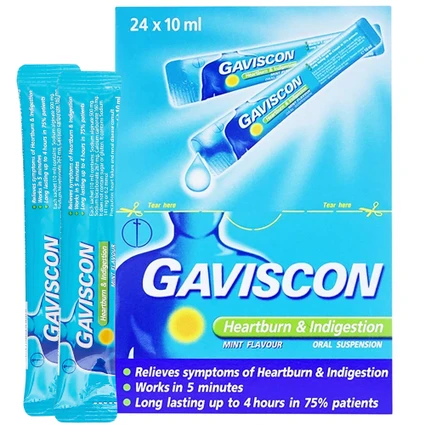 Hỗn dịch Gaviscon Reckitt Benckiser điều trị trào ngược dạ dày, thực quản (24 gói x 10ml)