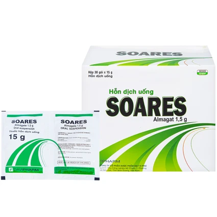 Hỗn dịch uống Soares Davipharm loét dạ dày - tá tràng, viêm dạ dày (30 gói x 15g)