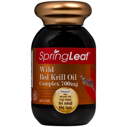 Viên uống bổ sung DHA, EPA cho cơ thể, hỗ trợ cải thiện trí nhớ và thị lực Spring Leaf Wild Red Krill Oil Complex 700mg (Lọ 60 viên)