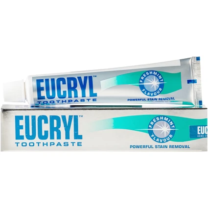 Kem đánh răng Eucryl Freshmint toothpaste loại bỏ vết ố, làm răng trắng sáng (62g)