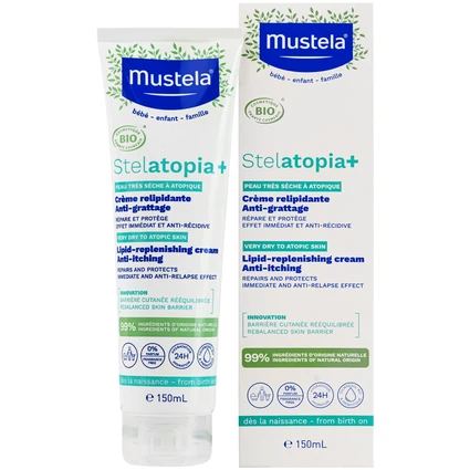 Kem dưỡng ẩm cho da chàm thể tạng Mustela Stelatopia+ Lipid-Replenishing Cream Anti-Itching (150ml)