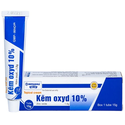 Kem bôi da Kẽm Oxyd 10% HDPharma điều trị các bệnh da và nhiễm khuẩn da (15g)