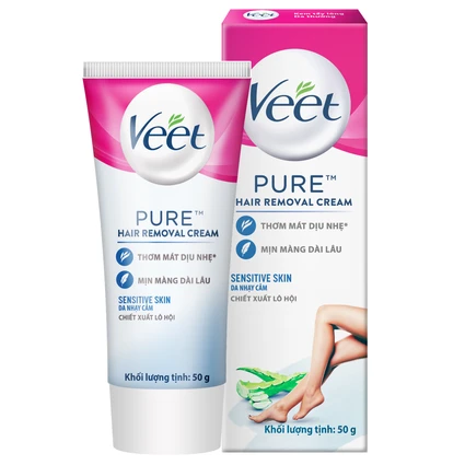 Kem tẩy lông Veet Silk & Fresh Aloe Vera & Vitamin E cho da nhạy cảm (50g)