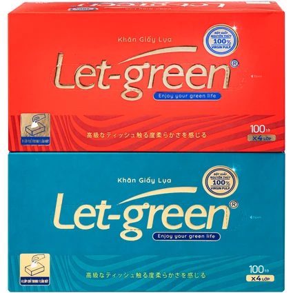 Khăn giấy hộp Let-green 4 lớp 100 tờ