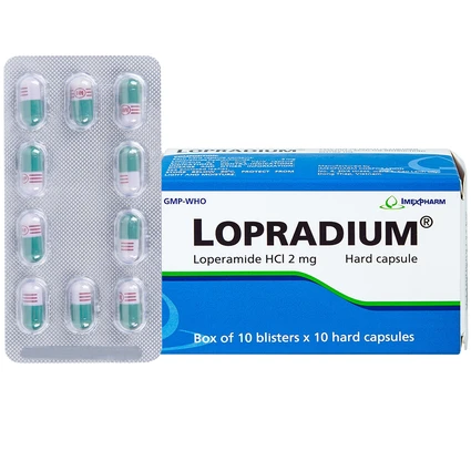 Viên nang cứng Lopradium 2mg Imexpharm điều trị tiêu chảy cấp, bù nước và chất điện giải (10 vỉ x 10 viên)