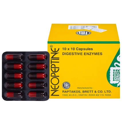 Men tiêu hóa Neopeptine Raptakos hỗ trợ điều trị đầy hơi, khó tiêu, biếng ăn (10 vỉ x 10 viên)