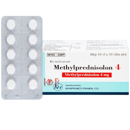 Thuốc Methylprednisolon 4 Khapharco kháng viêm, điều trị viêm khớp dạng thấp, lupus ban đỏ hệ thống (10 vỉ x 10 viên)