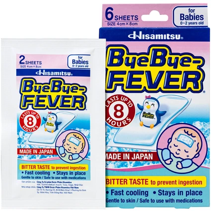 Miếng dán hạ sốt ByeBye Fever Babies Hisamitsu dùng cho trẻ từ 0-2 tuổi