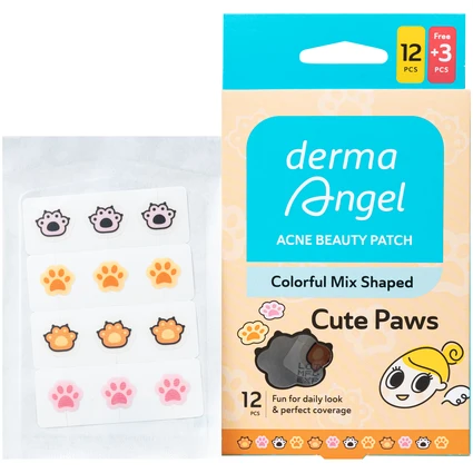 Miếng Dán Mụn Derma Angel Acne Beauty Patch Cute Paws 12+3 Miếng