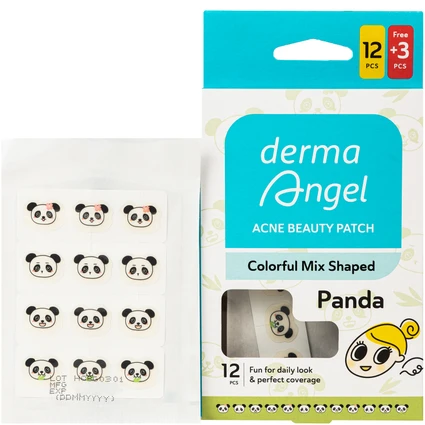 Miếng Dán Mụn Derma Angel Acne Beauty Patch Hình Gấu Panda 12+3 Miếng