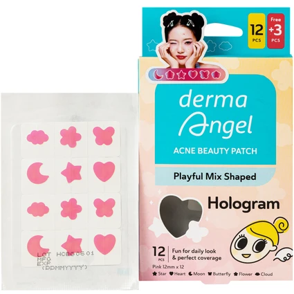 Miếng Dán Mụn Derma Angel Acne Beauty Patch Hologram 12+3 Miếng