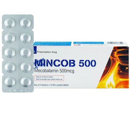 Thuốc Mincob 500 US Pharma điều trị và dự phòng thiếu Vitamin B12 (3 vỉ x 10 viên)