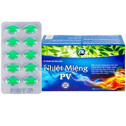 Thuốc Nhiệt Miệng PV điều trị viêm loét miệng, lưỡi và miệng môi sưng đau (5 vỉ x 10 viên)