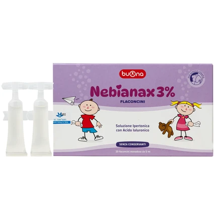 Nước muối sinh lý ưu trương Buona Nebianax 3% (20 ống) hỗ trợ điều trị nhiễm khuẩn đường hô hấp