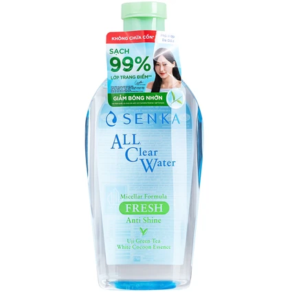 Nước tẩy trang Senka All Clear Water Micellar Formula Fresh N giúp giảm bóng nhờn, làm sạch da (400ml)