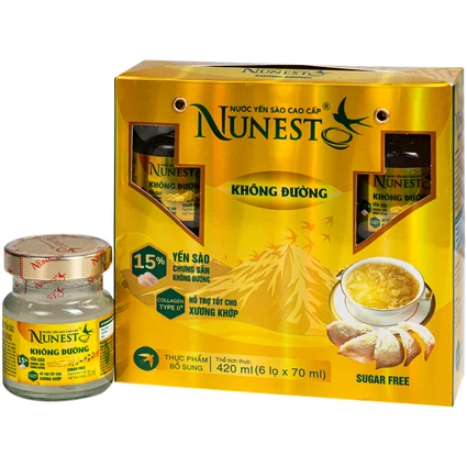 Nước Yến Cao Cấp Nunest Không Đường (6 hũ x 70ml)