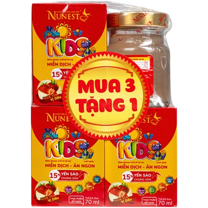 Nước Yến Sào Cao Cấp Cho Trẻ Em Nunest Kid Vị Dâu Lốc 3+1 (70ml)