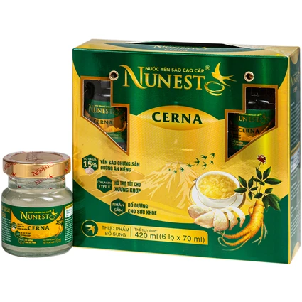 Nước Yến Sào Cao Cấp Nunest Cerna Dành Cho Người Tiểu Đường (6 hũ x 70ml)