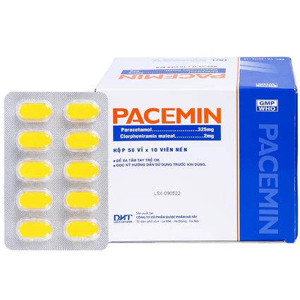 Viên nén Pacemin Hataphar điều trị triệu chứng đau đầu, sổ mũi, hắt hơi, giảm đau nhẹ (50 vỉ x 10 viên)