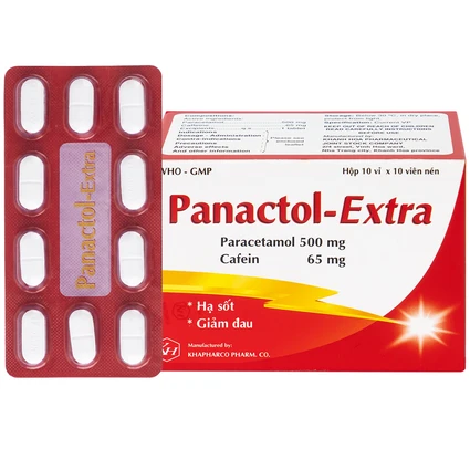 Viên nén Panactol Extra Khapharco hạ sốt, giảm đau (10 vỉ x 10 viên)