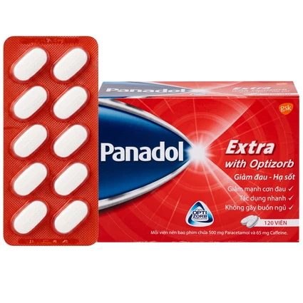 Viên nén Panadol Extra With Optizorb GSK giảm đau, hạ sốt nhanh, không gây buồn ngủ (12 vỉ x 10 viên)