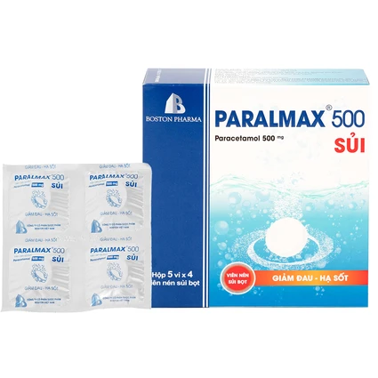 Viên sủi Effer-Paralmax 500 Boston giảm các chứng đau nhẹ đến vừa, đau đầu, đau răng (5 vỉ x 4 viên)