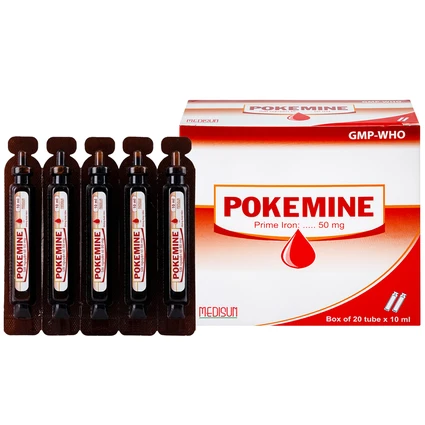 Dung dịch uống Pokemine 50mg Medisun bổ sung sắt cho bệnh nhân thiếu máu (20 ống x 10ml)