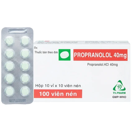 Thuốc Propranolol 40mg TV.Pharm điều trị tăng huyết áp, đau thắt ngực (10 vỉ x 10 viên)