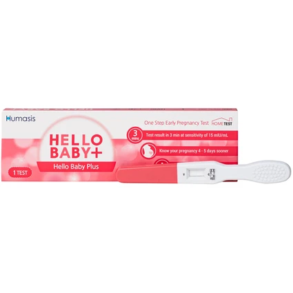 Que thử thai Humasis Hello Baby+ dạng bút giúp phát hiện sớm thai kỳ sau 7-10 ngày thụ thai