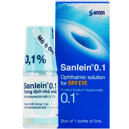 Thuốc nhỏ mắt Sanlein 0.1% Santen hỗ trợ điều trị rối loạn biểu mô kết giác mạc (5ml)