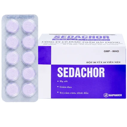 Thuốc Sedachor Haripharco hạ sốt, giảm đau, trị cảm cúm, nhức đầu (50 vỉ x 10 viên)