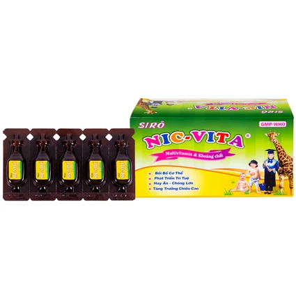 Siro Nic-Vita bổ sung dinh dưỡng, phát triển chiều cao ở trẻ em (20 ống x 10ml) 