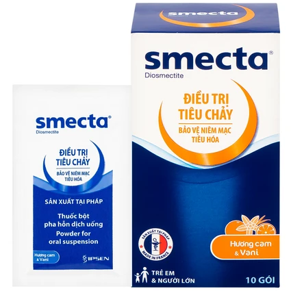Thuốc bột pha hỗn dịch uống Smecta Ipsen hương cam & vani điều trị tiêu chảy, bảo vệ niêm mạc tiêu hoá (10 gói)