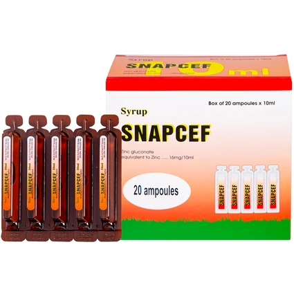Siro Snapcef 16mg/10ml Hải Dương bổ sung kẽm, tăng cường sức đề kháng (20 ống x 10ml) 