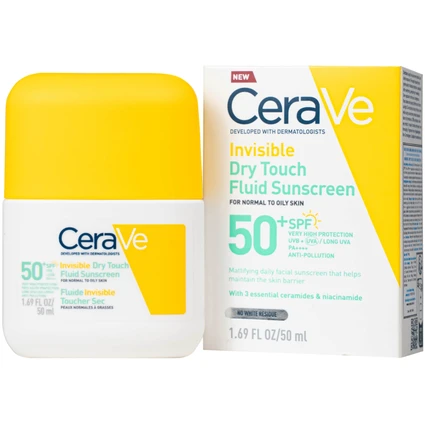 Sữa chống nắng mỏng nhẹ khô thoáng Cerave Invisible Dry Touch Fluid Sunscreen Spf 50+ Pa++++ 50ml