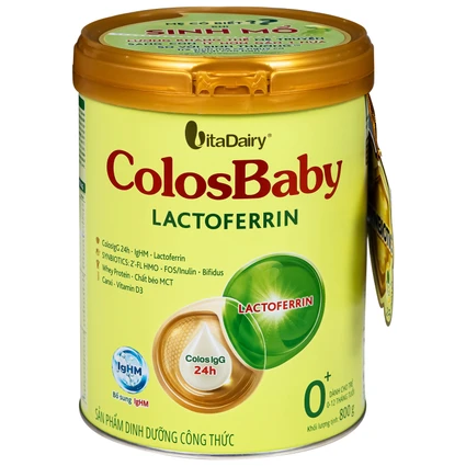 Sữa hỗ trợ tăng đề kháng cho trẻ 0-12 tháng tuổi Colosbaby Lactoferrin 0+ Vitadairy (800g)