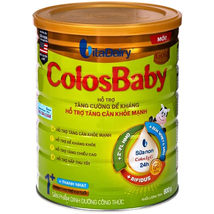 Sữa hỗ trợ tăng cường đề kháng, tăng cân khỏe mạnh cho trẻ 1-2 tuổi Colosbaby gold 1+ Vitadairy (800g)